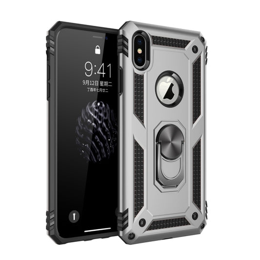 For iPhone X / XS Sergeant Armor Shockproof TPU + PC Protective Case with 360 Degree Rotation Holder (Silver) - More iPhone Cases by buy2fix | Online Shopping UK | buy2fix