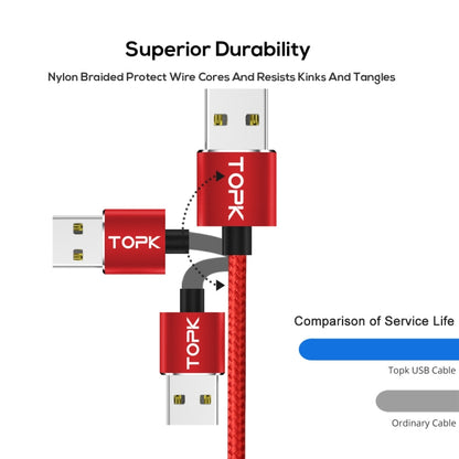 TOPK AM23 2m 2.4A Max USB to 8 Pin Nylon Braided Magnetic Charging Cable with LED Indicator(Red) - Charging Cable & Head by TOPK | Online Shopping UK | buy2fix