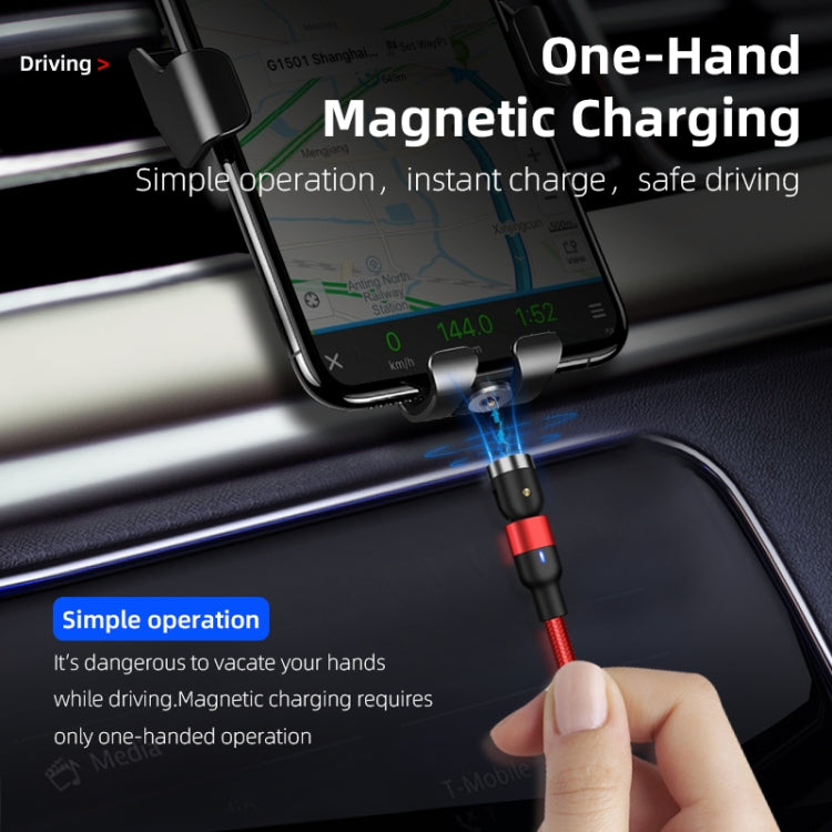 2m 2A Output 3 in 1 USB to 8 Pin + USB-C / Type-C + Micro USB Nylon Braided Rotate Magnetic Charging Cable (Red) - Charging Cable & Head by buy2fix | Online Shopping UK | buy2fix