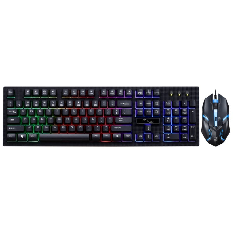 ZGB G20 1600 DPI Professional Wired Glowing Mechanical Feel Suspension Keyboard + Optical Mouse Kit for Laptop, PC(Black) - Wired Keyboard by buy2fix | Online Shopping UK | buy2fix