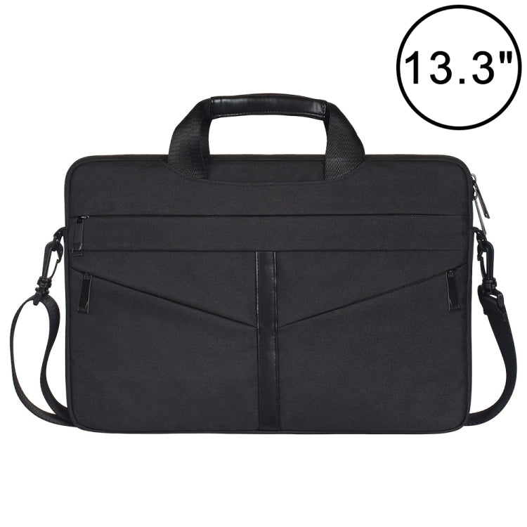 13.3 inch Breathable Wear-resistant Fashion Business Shoulder Handheld Zipper Laptop Bag with Shoulder Strap (Black) - 13.3 inch by buy2fix | Online Shopping UK | buy2fix