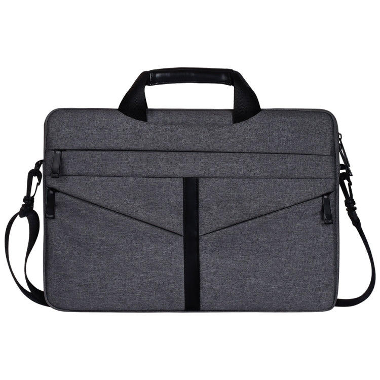 13.3 inch Breathable Wear-resistant Fashion Business Shoulder Handheld Zipper Laptop Bag with Shoulder Strap (Dark Gray) - 13.3 inch by buy2fix | Online Shopping UK | buy2fix