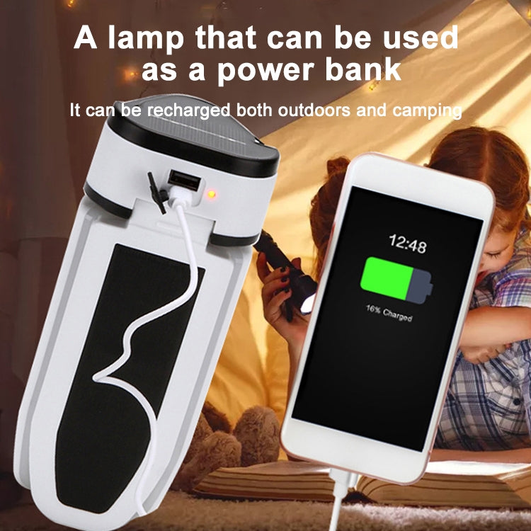 Multifunctional Solar USB Charging 60 LED Trefoil Camping Lamp Outdoor Tent Portable Lamp Flashlight  Emergency Light Bulb Light, Style: Solar - Camping Lighting by buy2fix | Online Shopping UK | buy2fix