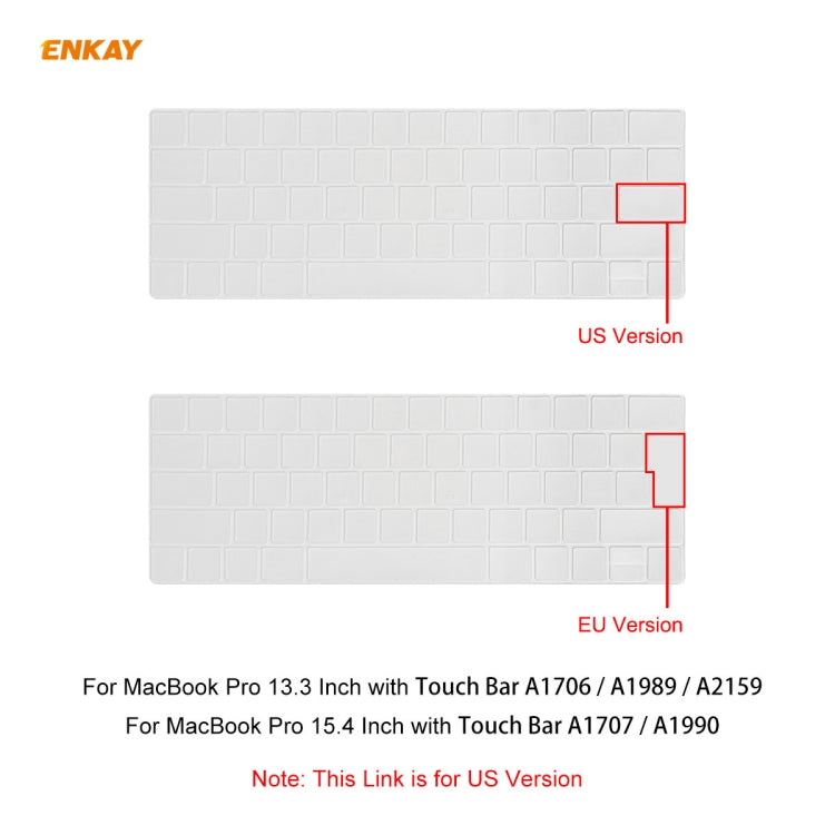 ENKAY TPU Keyboard Protector Cover for MacBook Pro 13.3 inch A1706 / A1989 / A2159 & Pro 15.4 inch A1707 / A1990 (withTouch Bar) , US Version - Keyboard Protector by ENKAY | Online Shopping UK | buy2fix