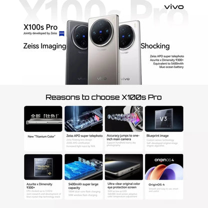 vivo X100s Pro, Triple Back Cameras, 12GB+256GB, Face ID / Fingerprint Identification, 6.78 inch Android 14 OriginOS 4 Dimensity 9300+ Octa Core, OTG, NFC, Network: 5G, Support Google Play (White) - vivo by vivo | Online Shopping UK | buy2fix