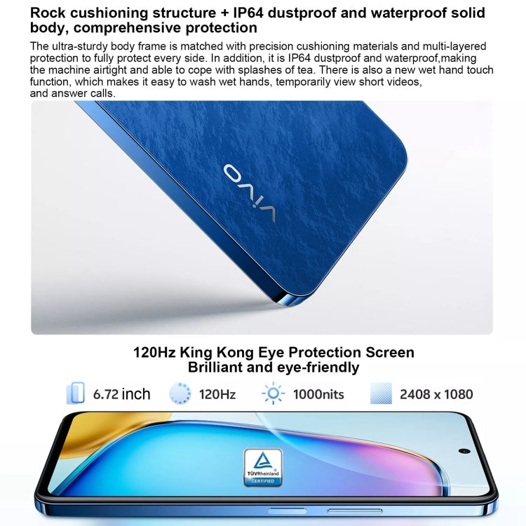 vivo Y200i, Dual Back Cameras, 12GB+256GB, Face ID Screen Fingerprint Identification, 6.72 inch Android 14.0 OriginOS 4 Snapdragon 4 Gen 2 Octa Core 2.2GHz, OTG, Network: 5G, Support Google Play (White) - vivo by vivo | Online Shopping UK | buy2fix