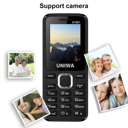 UNIWA E1801 Mobile Phone, 1.77 inch, 800mAh Battery, 21 Keys, Support Bluetooth, FM, MP3, MP4, GSM, Dual SIM(Black) - UNIWA by UNIWA | Online Shopping UK | buy2fix