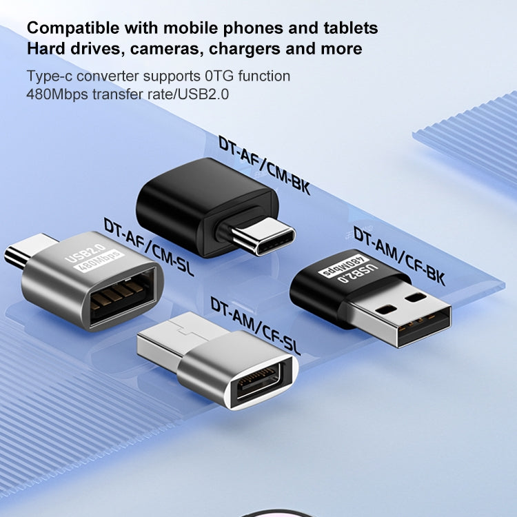 USB 2.0 Female to Type-C Male Adapter (Silver) - Cable & Adapters by buy2fix | Online Shopping UK | buy2fix