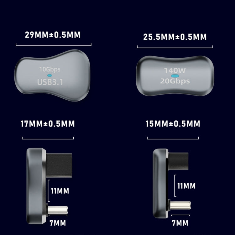 140W 20Gbps USB-C / Type-C Male to USB-C / Type-C Female U-shaped Elbow Charging Adapter - Cable & Adapters by buy2fix | Online Shopping UK | buy2fix