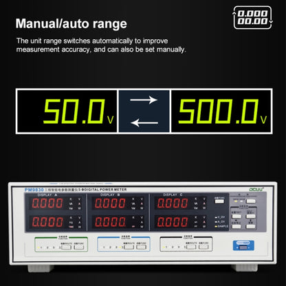 DCUU PM9830 500V 40A Three Phase Digital AC Voltage Current Power Factor & Power Meter (EU Plug) - Current & Voltage Tester by buy2fix | Online Shopping UK | buy2fix