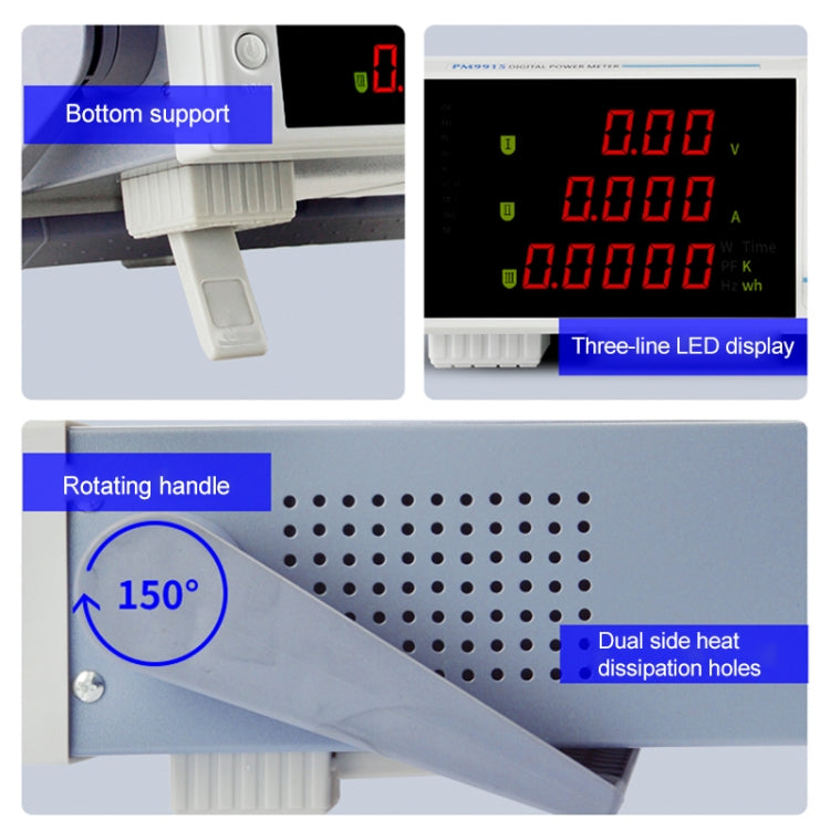 DCUU PM9915 Intelligent Electrical Parameters Measuring Instrument (EU Plug) - Current & Voltage Tester by buy2fix | Online Shopping UK | buy2fix