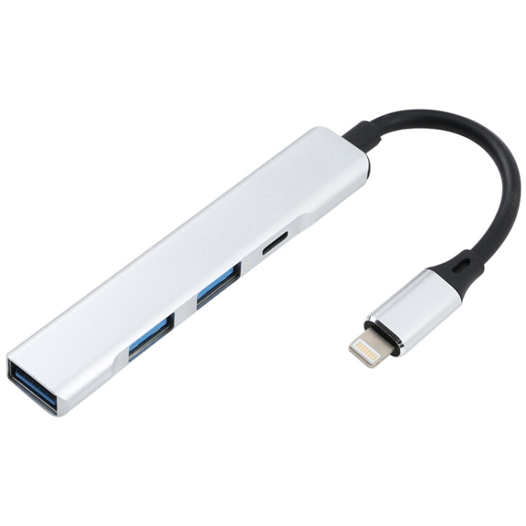 S-209 3 in 1 8 Pin Male to Dual USB 2.0 + USB 3.0 Female Adapter HUB(Silver) - Converter & Adapter by buy2fix | Online Shopping UK | buy2fix