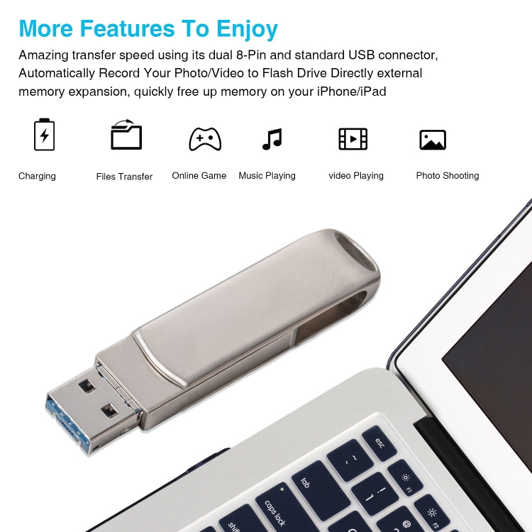 Richwell 3 in 1 16G Micro USB + 8 Pin + USB 3.0 Metal Rotating Push-pull Flash Disk with OTG Function(Silver) - U Disk & Card Reader by Richwell | Online Shopping UK | buy2fix