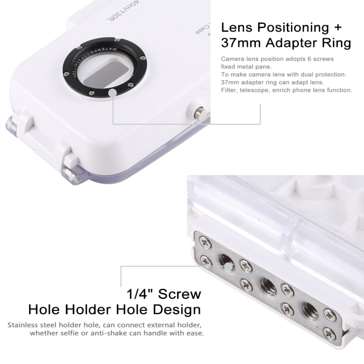 PULUZ 40m/130ft Waterproof Diving Case for Galaxy S9+, Photo Video Taking Underwater Housing Cover, Only Support Android 8.0.0 or below(White) - Galaxy Phone Cases by PULUZ | Online Shopping UK | buy2fix