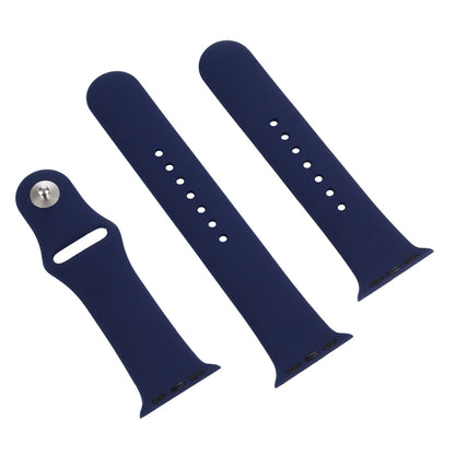 For Apple Watch Ultra 49mm & Watch Ultra 2 49mm / Series 9&8&7 45mm / SE 3&SE 2&6&SE&5&4 44mm / 3&2&1 42mm 3 in 1 Rubber Watch Band with Pin Buckle(Dark Blue) - Watch Bands by buy2fix | Online Shopping UK | buy2fix