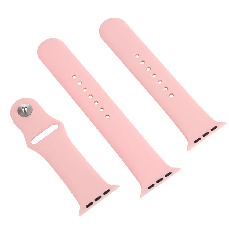 For Apple Watch Ultra 49mm & Watch Ultra 2 49mm / Series 9&8&7 45mm / SE 3&SE 2&6&SE&5&4 44mm / 3&2&1 42mm 3 in 1 Rubber Watch Band with Pin Buckle(Pink) - Watch Bands by buy2fix | Online Shopping UK | buy2fix