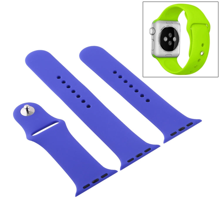 For Apple Watch Ultra 49mm & Watch Ultra 2 49mm / Series 9&8&7 45mm / SE 3&SE 2&6&SE&5&4 44mm / 3&2&1 42mm 3 in 1 Rubber Watch Band with Pin Buckle(Deep Royal Blue) - Watch Bands by buy2fix | Online Shopping UK | buy2fix