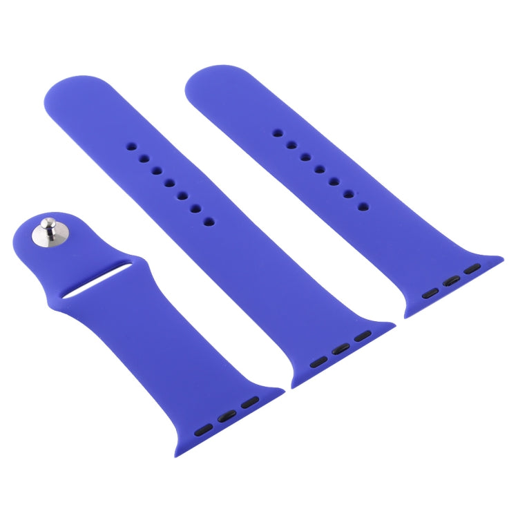 For Apple Watch Ultra 49mm & Watch Ultra 2 49mm / Series 9&8&7 45mm / SE 3&SE 2&6&SE&5&4 44mm / 3&2&1 42mm 3 in 1 Rubber Watch Band with Pin Buckle(Deep Royal Blue) - Watch Bands by buy2fix | Online Shopping UK | buy2fix