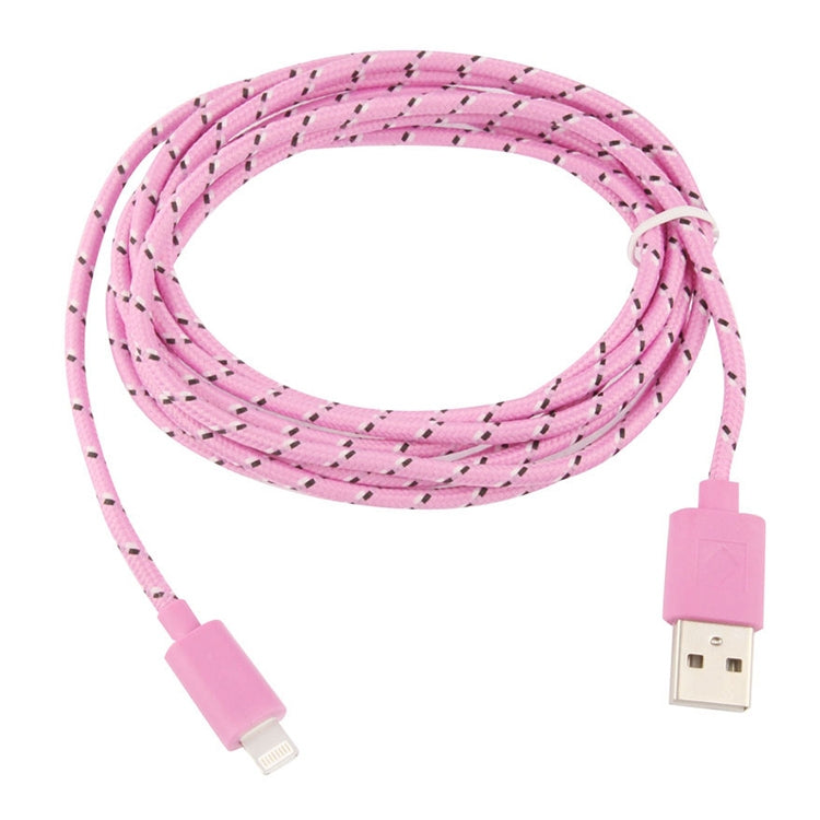 1m Nylon Netting Style USB 8 Pin Data Transfer Charging Cable for iPhone, iPad(Pink) - Normal Style Cable by buy2fix | Online Shopping UK | buy2fix