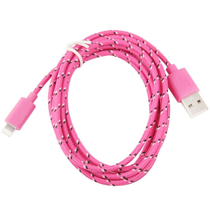 2m Nylon Netting USB Data Transfer Charging Cable For iPhone, iPad(Magenta) - Normal Style Cable by buy2fix | Online Shopping UK | buy2fix