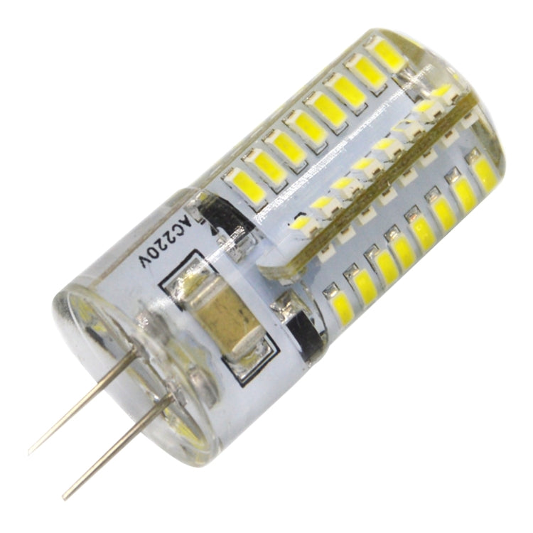 G4 4W 200LM  Silicone Corn Light Bulb, 64 LED SMD 3014, White Light, AC 220V - LED Blubs & Tubes by buy2fix | Online Shopping UK | buy2fix