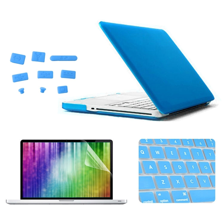 ENKAY for MacBook Pro 13.3 inch (US Version) / A1278 4 in 1 Frosted Hard Shell Plastic Protective Case with Screen Protector & Keyboard Guard & Anti-dust Plugs(Blue) - MacBook Pro Cases by ENKAY | Online Shopping UK | buy2fix