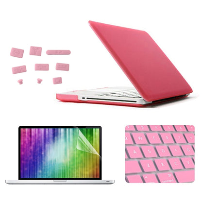 ENKAY for MacBook Pro 15.4 inch (US Version) / A1286 4 in 1 Frosted Hard Shell Plastic Protective Case with Screen Protector & Keyboard Guard & Anti-dust Plugs(Pink) - MacBook Pro Cases by ENKAY | Online Shopping UK | buy2fix