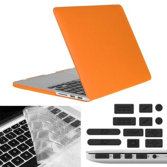 ENKAY for Macbook Pro Retina 15.4 inch (US Version) / A1398 Hat-Prince 3 in 1 Frosted Hard Shell Plastic Protective Case with Keyboard Guard & Port Dust Plug(Orange) - MacBook Pro Cases by ENKAY | Online Shopping UK | buy2fix