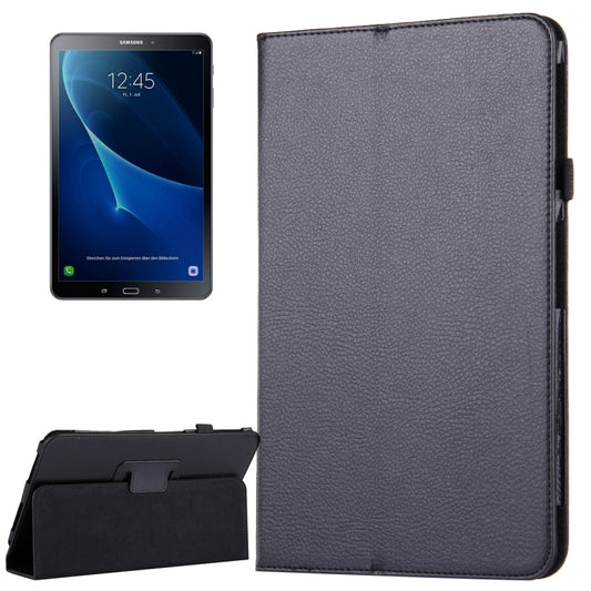 For Galaxy Tab A 10.1 / T580 Litchi Texture Magnetic Horizontal Flip Leather Case with Holder & Sleep / Wake-up Function(Black) - Tab A 10.1 by buy2fix | Online Shopping UK | buy2fix