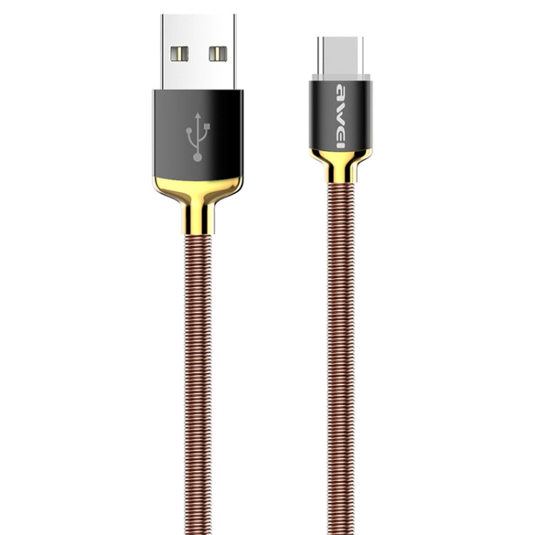 awei CL-26 0.3m 2.4A USB to USB-C / Type-C Metal Fast Charging Cable (Gold) - USB-C & Type-C Cable by awei | Online Shopping UK | buy2fix