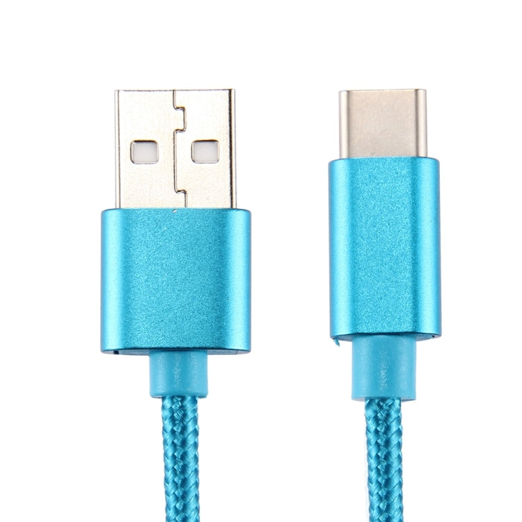 Knit Texture USB to USB-C / Type-C Data Sync Charging Cable, Cable Length: 1m, 3A Total Output, 2A Transfer Data(Blue) - USB-C & Type-C Cable by buy2fix | Online Shopping UK | buy2fix