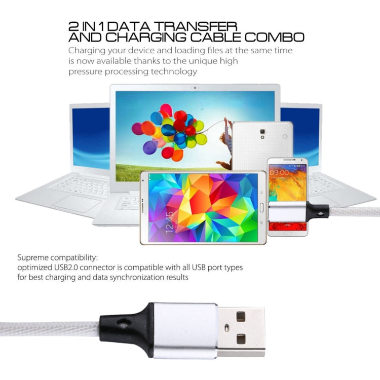 1m 2A Output USB to USB-C / Type-C Nylon Weave Style Data Sync Charging Cable(White) - USB-C & Type-C Cable by buy2fix | Online Shopping UK | buy2fix