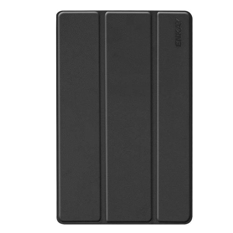 ENKAY PU Leather + Plastic Bottom Case with Three-folding Holder for Galaxy Tab A 10.1 (2019) T510 / T515(Black) - Tab A 10.1 (2019) T510 / T515 by ENKAY | Online Shopping UK | buy2fix