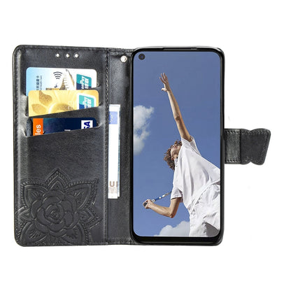 For OPPO A52/A72/A92 Butterfly Love Flower Embossed Horizontal Flip Leather Case with Bracket / Card Slot / Wallet / Lanyard(Black) - OPPO Cases by buy2fix | Online Shopping UK | buy2fix