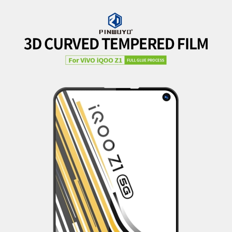 For vivo iQOO Z1 PINWUYO 9H 3D Curved Full Screen Explosion-proof Tempered Glass Film(Black) - vivo Tempered Glass by PINWUYO | Online Shopping UK | buy2fix