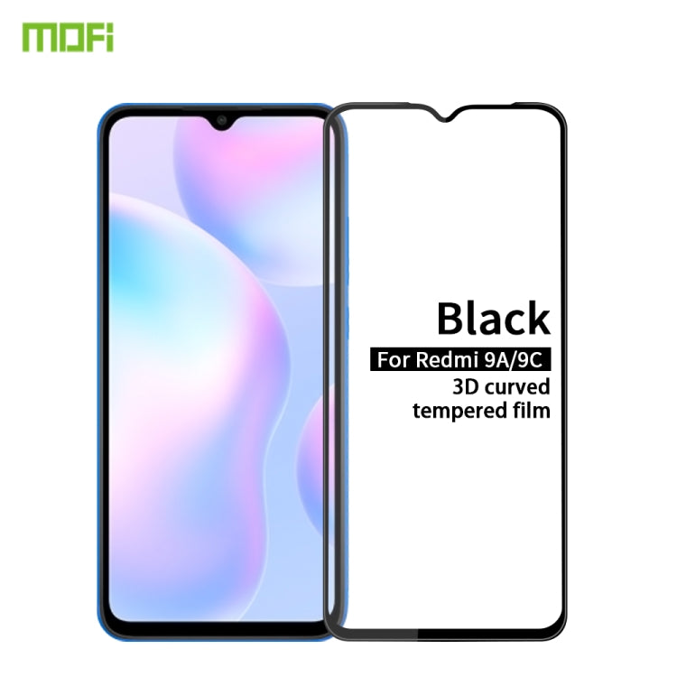 For Xiaomi Redmi 9A / 9C MOFI 9H 3D Explosion-proof Curved Screen Tempered Glass Film(Black) -  by MOFI | Online Shopping UK | buy2fix