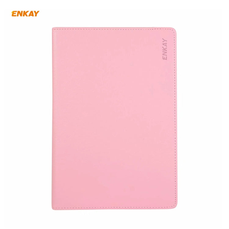 ENKAY for Samsung Galaxy Tab S8 / Galaxy Tab S7 11.0 T870 / T875 ENK-8012 360 Degree Rotation Litchi Texture Horizontal Flip PU Leather Smart Case with Holder & Sleep / Wake-up(Pink) - Galaxy Tab S8 Cases by ENKAY | Online Shopping UK | buy2fix