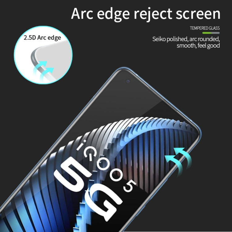 For vivo iQOO5 PINWUYO 9H 2.5D Full Screen Tempered Glass Film(Black) - vivo Tempered Glass by PINWUYO | Online Shopping UK | buy2fix