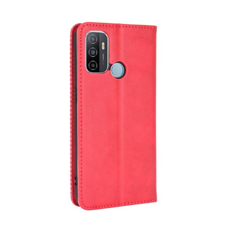 For OPPO A53 2020 / A53S 2020 / A33  Magnetic Buckle Retro Crazy Horse Texture Horizontal Flip Leather Case with Holder & Card Slots & Photo Frame(Red) - OPPO Cases by buy2fix | Online Shopping UK | buy2fix