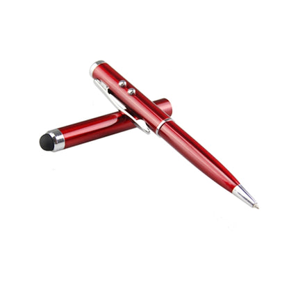 At-16 4 in 1 Mobile Phone Tablet Universal Handwriting Touch Screen Pen with Common Writing Pen & Red Laser & LED Light Function(Red) - Stylus Pen by buy2fix | Online Shopping UK | buy2fix