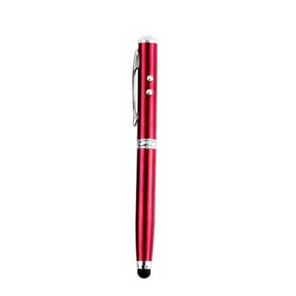 At-16 4 in 1 Mobile Phone Tablet Universal Handwriting Touch Screen Pen with Common Writing Pen & Red Laser & LED Light Function(Red) - Stylus Pen by buy2fix | Online Shopping UK | buy2fix