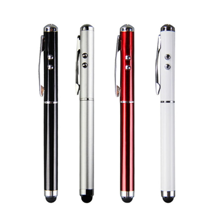 At-16 4 in 1 Mobile Phone Tablet Universal Handwriting Touch Screen Pen with Common Writing Pen & Red Laser & LED Light Function(Red) - Stylus Pen by buy2fix | Online Shopping UK | buy2fix