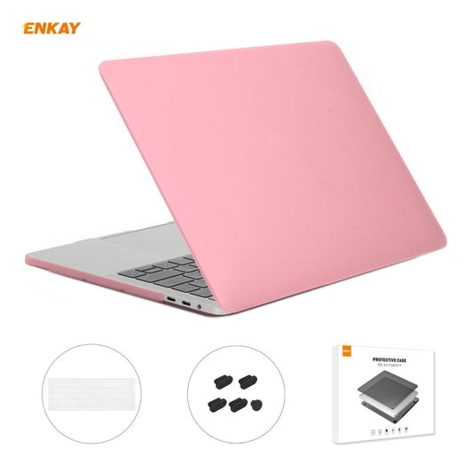 ENKAY 3 in 1 Matte Laptop Protective Case + US Version TPU Keyboard Film + Anti-dust Plugs Set for MacBook Pro 15.4 inch A1707 & A1990 (with Touch Bar)(Pink) - MacBook Pro Cases by ENKAY | Online Shopping UK | buy2fix