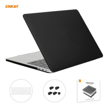 ENKAY 3 in 1 Matte Laptop Protective Case + EU Version TPU Keyboard Film + Anti-dust Plugs Set for MacBook Pro 15.4 inch A1707 & A1990 (with Touch Bar)(Black) - MacBook Pro Cases by ENKAY | Online Shopping UK | buy2fix