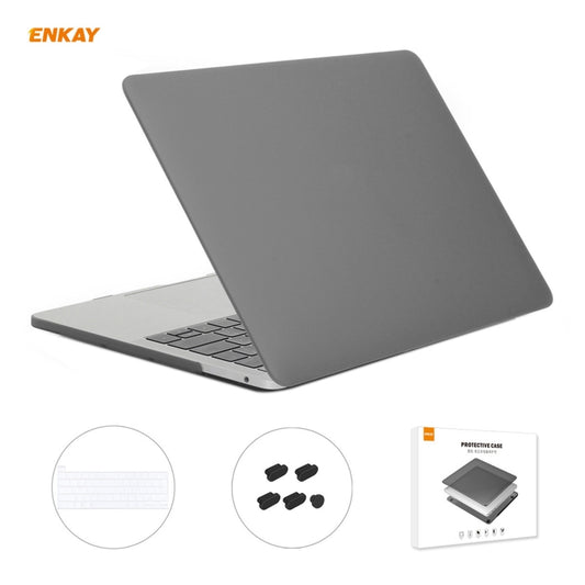 ENKAY 3 in 1 Matte Laptop Protective Case + EU Version TPU Keyboard Film + Anti-dust Plugs Set for MacBook Pro 13.3 inch A2251 & A2289 & A2338 (with Touch Bar)(Grey) - MacBook Pro Cases by ENKAY | Online Shopping UK | buy2fix