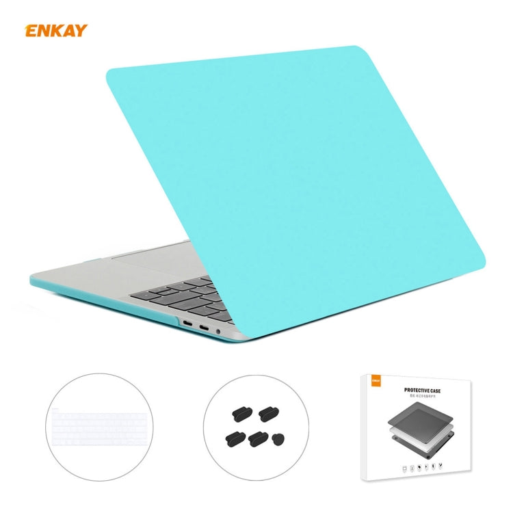 ENKAY 3 in 1 Matte Laptop Protective Case + US Version TPU Keyboard Film + Anti-dust Plugs Set for MacBook Pro 16 inch A2141 (with Touch Bar)(Cyan) - MacBook Pro Cases by ENKAY | Online Shopping UK | buy2fix