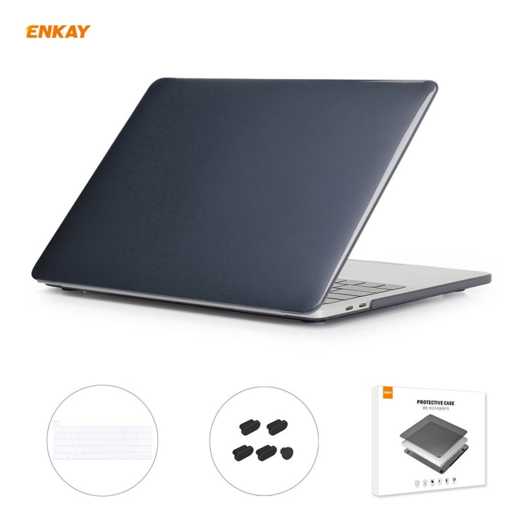 ENKAY 3 in 1 Crystal Laptop Protective Case + US Version TPU Keyboard Film + Anti-dust Plugs Set for MacBook Pro 16 inch A2141 (with Touch Bar)(Black) - MacBook Pro Cases by ENKAY | Online Shopping UK | buy2fix