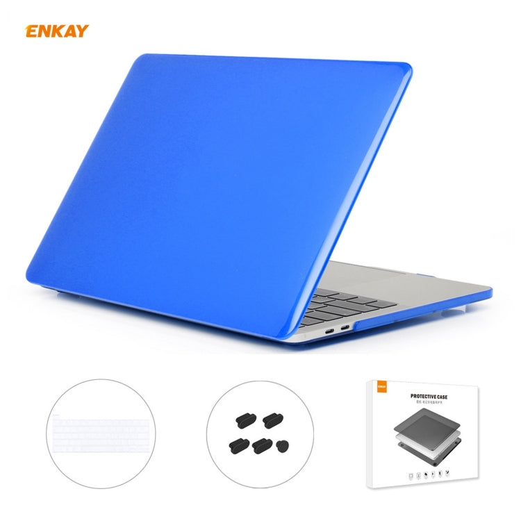 ENKAY 3 in 1 Crystal Laptop Protective Case + US Version TPU Keyboard Film + Anti-dust Plugs Set for MacBook Pro 16 inch A2141 (with Touch Bar)(Dark Blue) - MacBook Pro Cases by ENKAY | Online Shopping UK | buy2fix