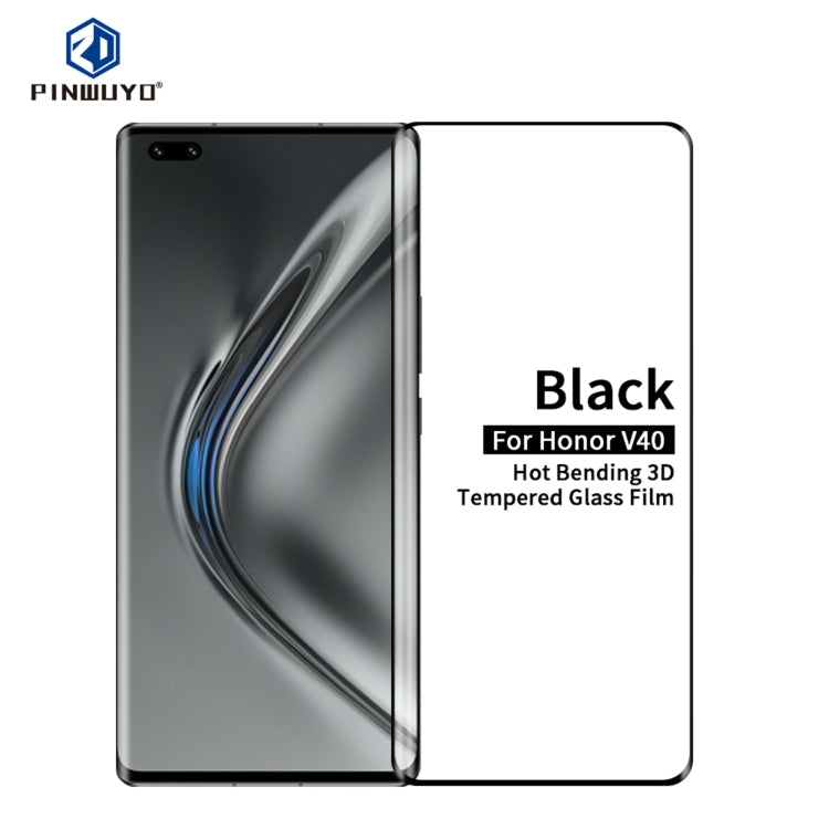 For Honor V40 PINWUYO 9H 3D Hot Bending Tempered Glass Film(Black) - Honor Tempered Glass by PINWUYO | Online Shopping UK | buy2fix