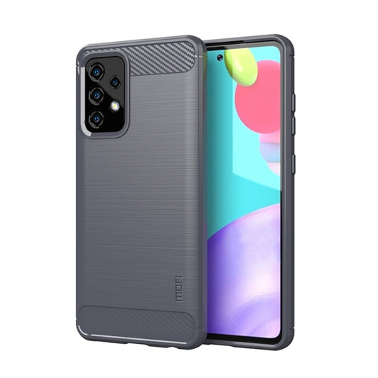 For Samsung Galaxy A52 5G/4G MOFI Gentleness Series Brushed Texture Carbon Fiber Soft TPU Case(Grey) - Galaxy Phone Cases by MOFI | Online Shopping UK | buy2fix